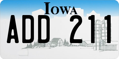 IA license plate ADD211