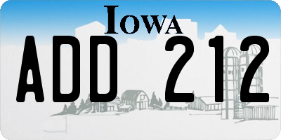 IA license plate ADD212