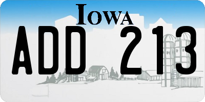 IA license plate ADD213