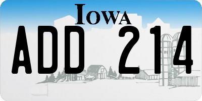 IA license plate ADD214