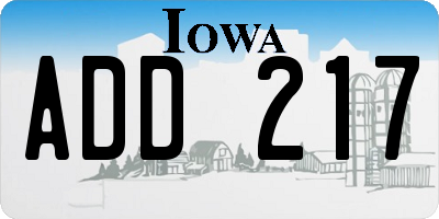 IA license plate ADD217