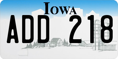 IA license plate ADD218