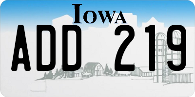 IA license plate ADD219