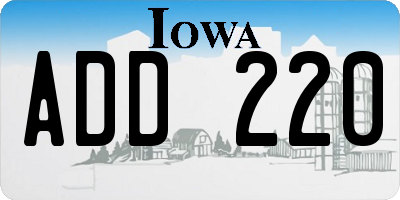 IA license plate ADD220