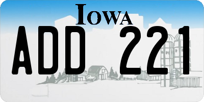 IA license plate ADD221