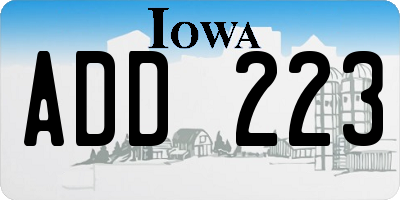 IA license plate ADD223