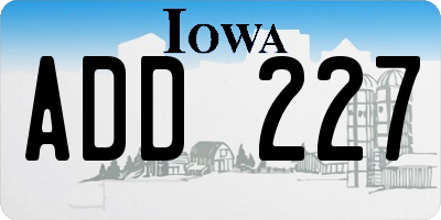 IA license plate ADD227