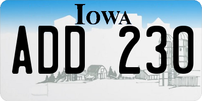 IA license plate ADD230