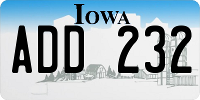 IA license plate ADD232