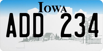 IA license plate ADD234