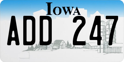 IA license plate ADD247