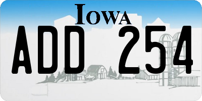 IA license plate ADD254