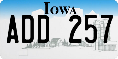 IA license plate ADD257