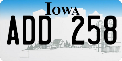 IA license plate ADD258