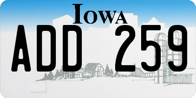 IA license plate ADD259
