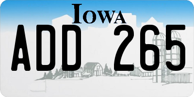 IA license plate ADD265