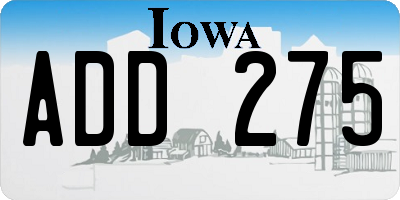 IA license plate ADD275