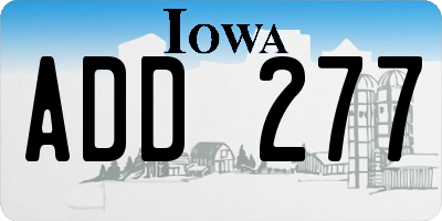IA license plate ADD277