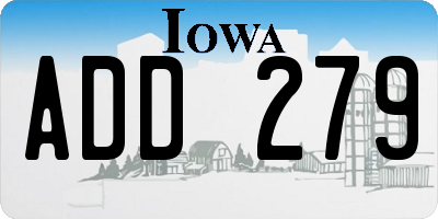IA license plate ADD279