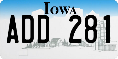 IA license plate ADD281