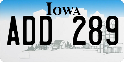 IA license plate ADD289
