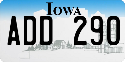 IA license plate ADD290