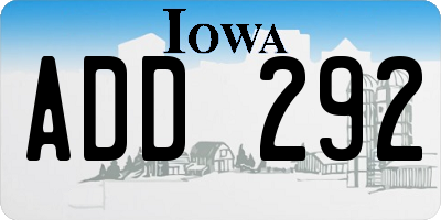 IA license plate ADD292