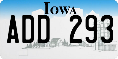 IA license plate ADD293
