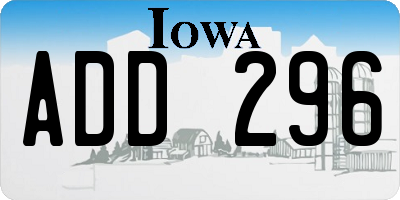 IA license plate ADD296