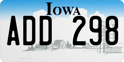IA license plate ADD298