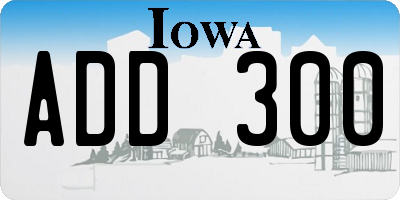 IA license plate ADD300