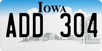 IA license plate ADD304