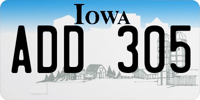 IA license plate ADD305