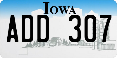 IA license plate ADD307