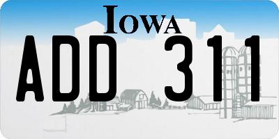 IA license plate ADD311