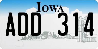 IA license plate ADD314