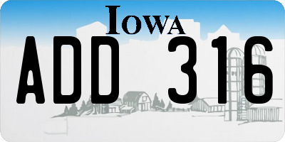 IA license plate ADD316