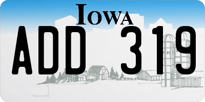 IA license plate ADD319