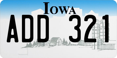 IA license plate ADD321