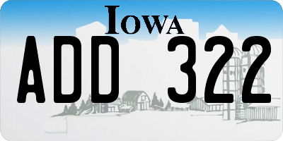 IA license plate ADD322
