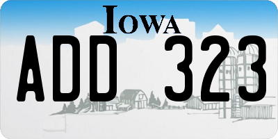 IA license plate ADD323