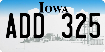 IA license plate ADD325