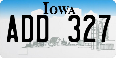 IA license plate ADD327