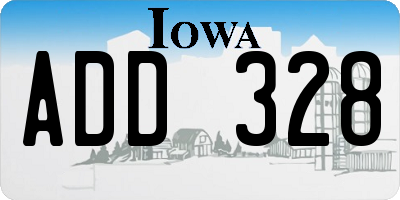 IA license plate ADD328