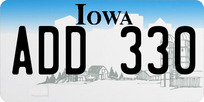 IA license plate ADD330