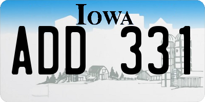 IA license plate ADD331