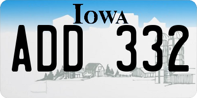 IA license plate ADD332