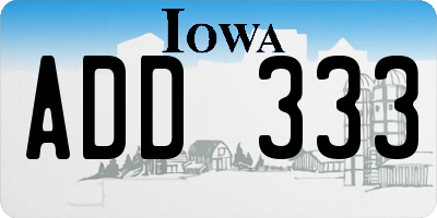 IA license plate ADD333
