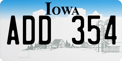 IA license plate ADD354