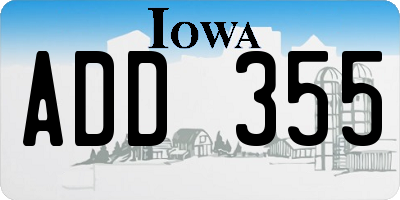 IA license plate ADD355